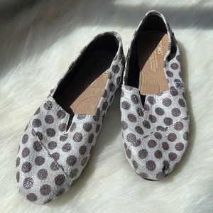 Toms sparkly polka dot slip ons